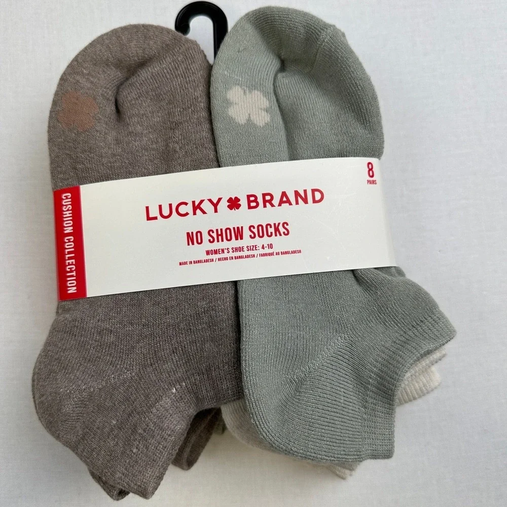 Lucky Brand No Show Socks 8‎ Pack Neutral Womens Size 4-10